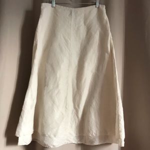 Eileen Fisher Midi Skirt Cream Silk Linen